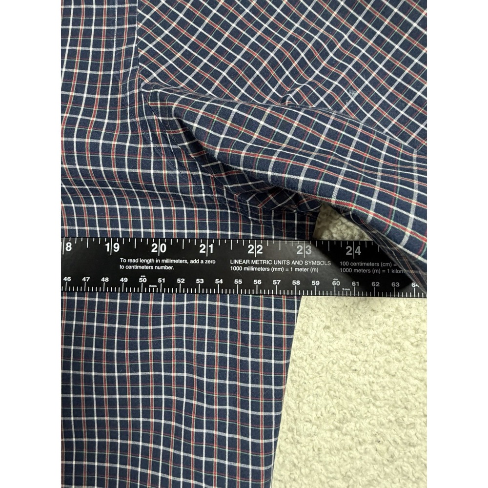Polo Ralph Lauren Mens L Bradford Custom Fit Navy Plaid Short Sleeve Shirt - Picture 6 of 11